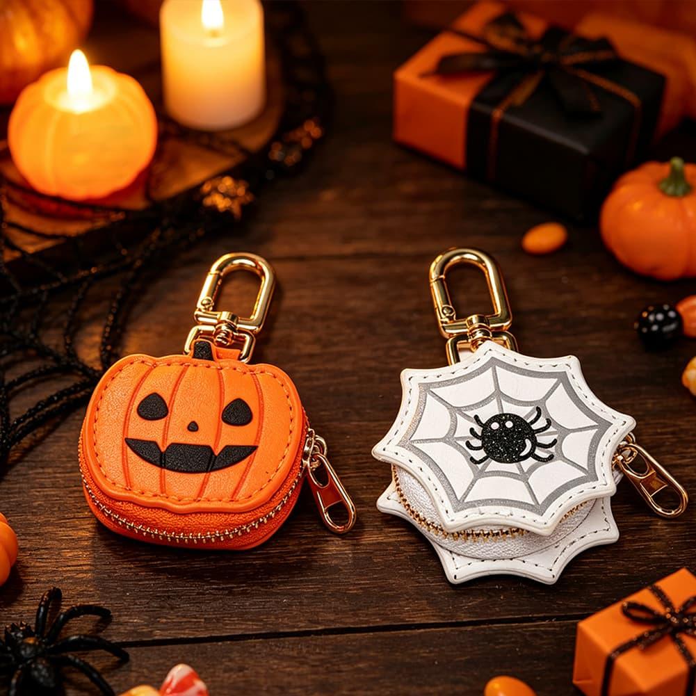 Mini Backpack Purse - Halloween Pompoen Spinnenweb Mini Portemonnee Sleutelhanger